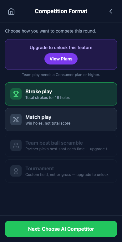 Competition format selection